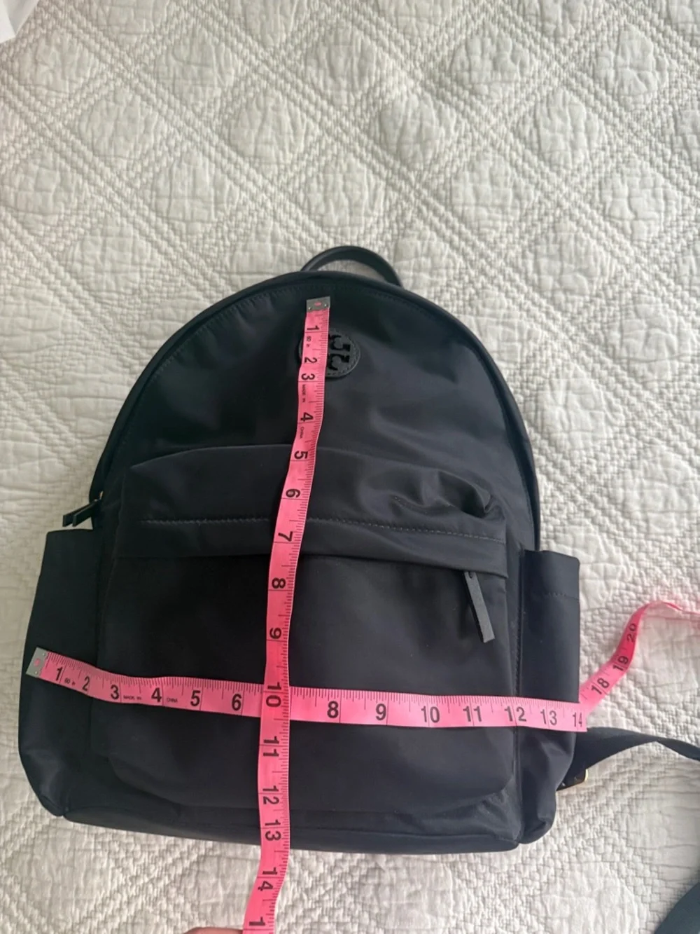 Tory Burch Ella Backpack Black Nylon Logo Backpack